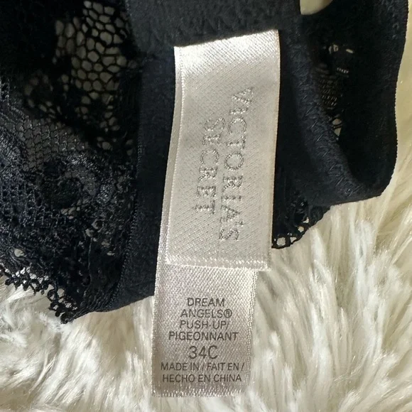 NWT: Victoria’s Secret Dream Angels Push-Up Bra 34C Black & Ivory Lace - Picture 4 of 6